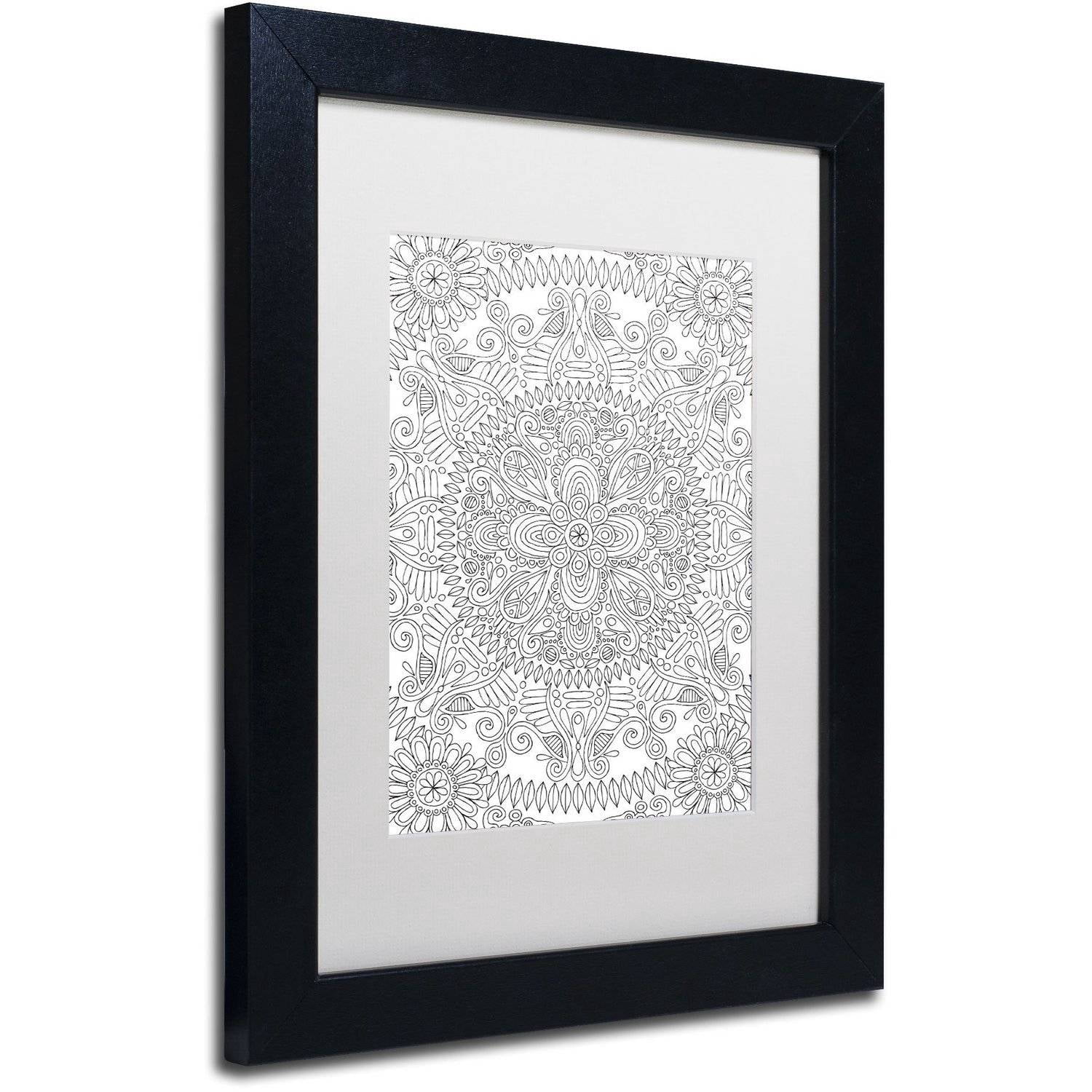 Trademark Fine Art "Mandala One" Canvas Art by Hello Angel, White Matte, Black Frame