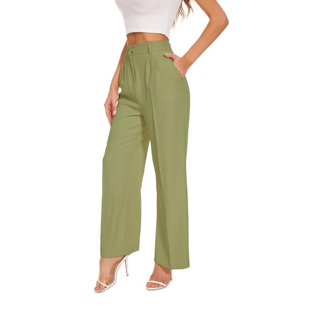 Pantalones anchos FUNYYZO pantalones de negocios de cintura alta para mujer
