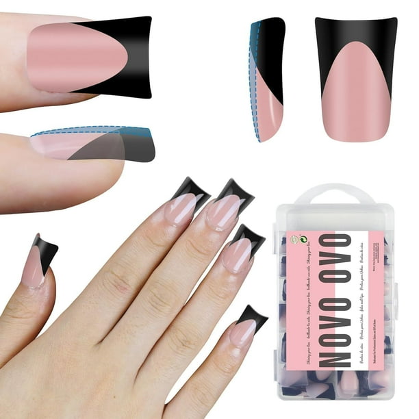 Nail Tips NOVO OVO Halloween Black French Tip Duck x240