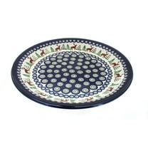 Blue Rose Polish Pottery Reindeer Pine Dinner Plate