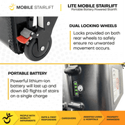 Mobile Stairlift LITE Motorized Stair Lift Battery Power Folding Stair Chair, 250 lb Limit