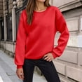 thumbnail image 2 of RUTAYY Women's Sweatshirt Solid Color Long Sleeve Fall Winter Pullover Soft Casual Fashion Plus Size Comfortable Crewneck Sweatshirt Red, 2 of 4