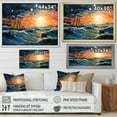 thumbnail image 4 of Designart "Blue Orange Ocean Oceanic Odyssey Patchwork" Nautical & Beach Floater Framed Wall Art Print, 4 of 7