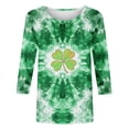 thumbnail image 2 of Ohufall St Patricks Day Shirt for Women 3/4 Sleeve Plus Size Crew Neck Shamrocks Print Tunic Loose T-Shirts Casual Comfort Fashion Pullover Graphic Tees, Green S-5XL, 2 of 4