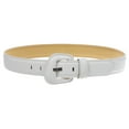 thumbnail image 3 of Women Western Style Trapezoid Buckle Fashion Faux Leather Feather edge Stitch Belt, 3 of 5
