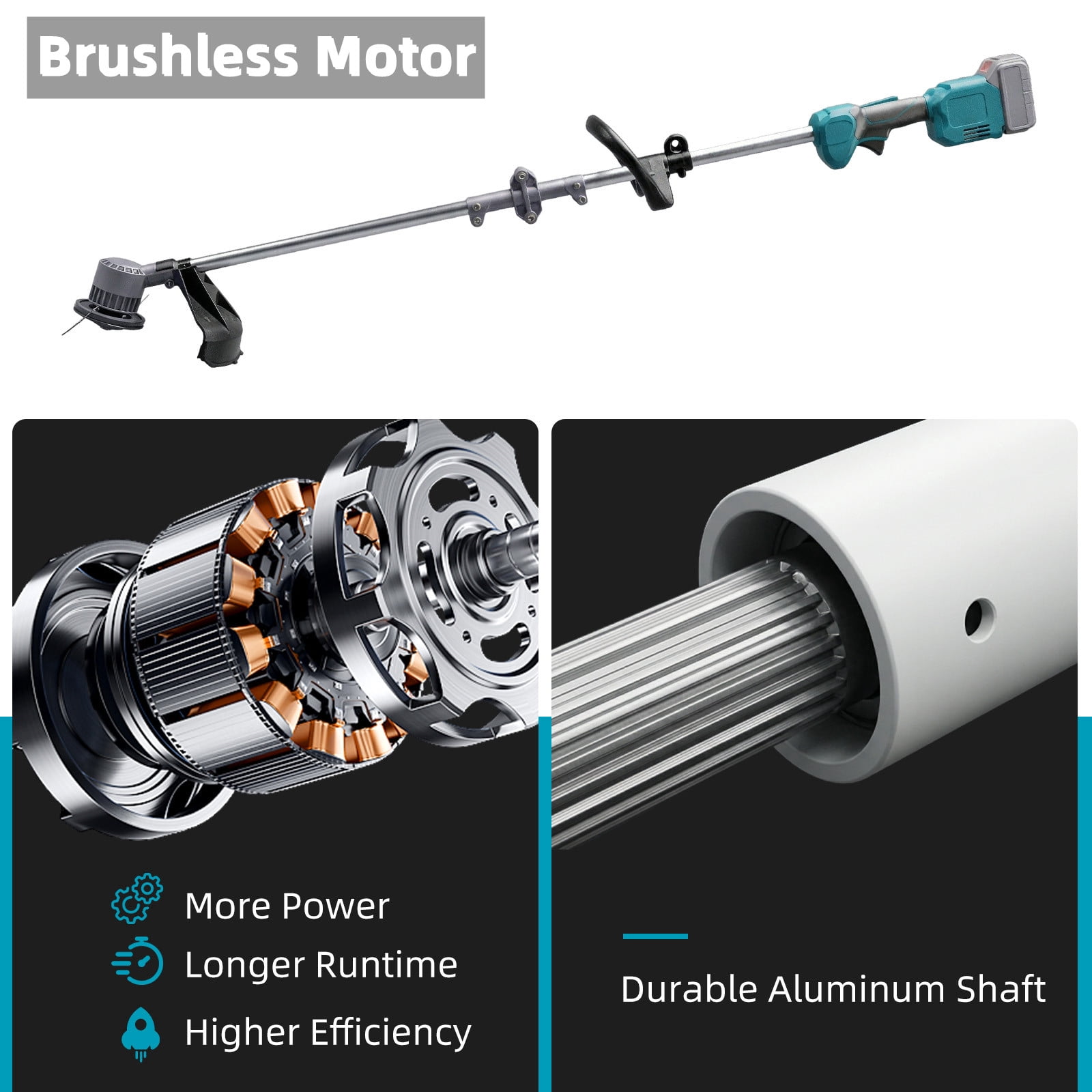 Paddsun 21V 14" Brushless Cordless String Trimmer, Battery Powered Weed Wacker and Lawn Edger, Electric Grass Cutter Weed Eater Garden Tool