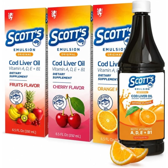 SCOTT'S EMULSION Cod Liver Oil | 3 Flavors | 6.5 fl oz | 3-Pack