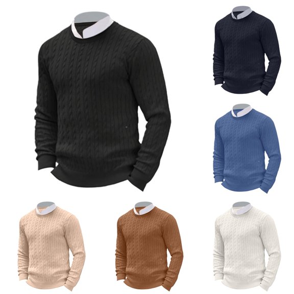 Afdoent Mens Long Sleeve T-Shirt Knitted Solid Color T Shirt Casual Tee Shirts For For Everyday Wear