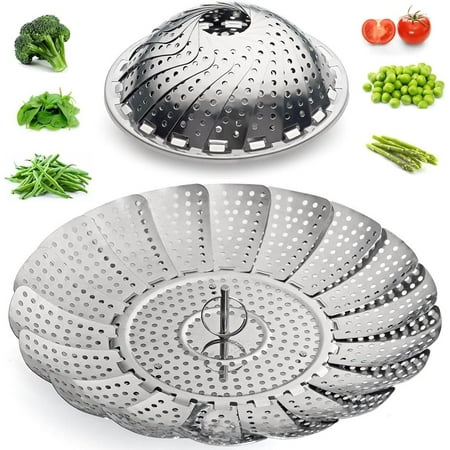 

: Foldable Stainless Steel Steamer Basket for Vegetables - Expandable to Fit Different Pot Sizes up to 10.75 - Ideal for Cooking Food and Veggies