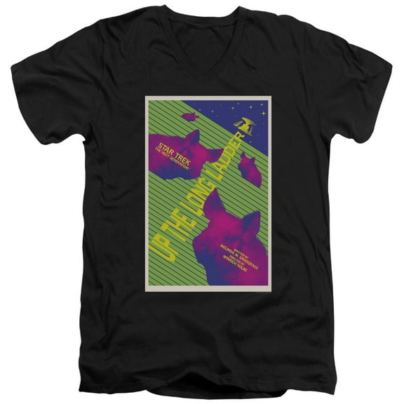 Star Trek Tng Season 2 Episode 18 Adult V-Neck 30/1 T-Shirt Black