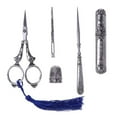 thumbnail image 2 of Sewing Scissors Set Vintage Embroidery Tool Alloy Awl Threader Thimble Needle Case Kit, 2 of 9