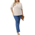 thumbnail image 5 of Cueply Women's Plus Size Tops Summer Short Sleeve Dressy Casual Blouse Shirts Waffle Knit Lace, 5 of 6