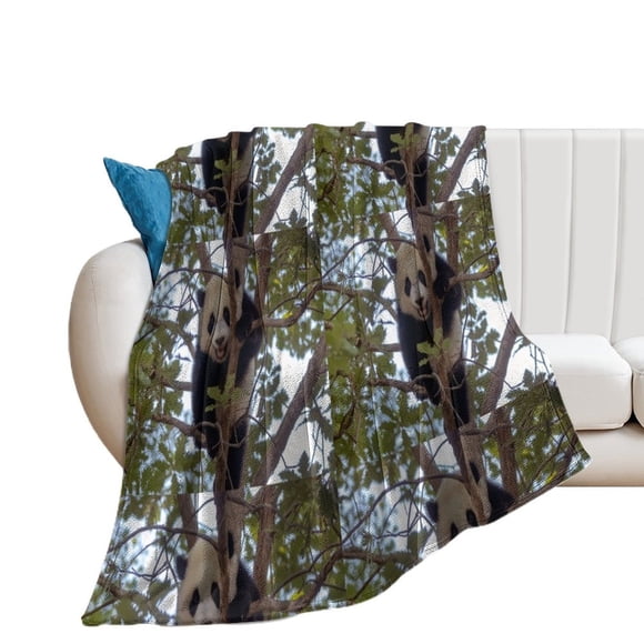 Baby Panda Xiao Qi Ji au Zoo National Couverture Douce et Confortable Imprimé Animal Couverture en Flanelle Chaude Légère Pelucheuse Cadeaux pour Enfants Adultes