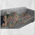 thumbnail image 5 of Vintage Soft Flannel Fleece Throw Blanket, Oriental Colorful Circular Shapes Traditional Classic Design Graphic Royal Theme, Cozy Plush for Indoor and Outdoor Use, 70" x 90", Green Pink, by Ambesonne, 5 of 5