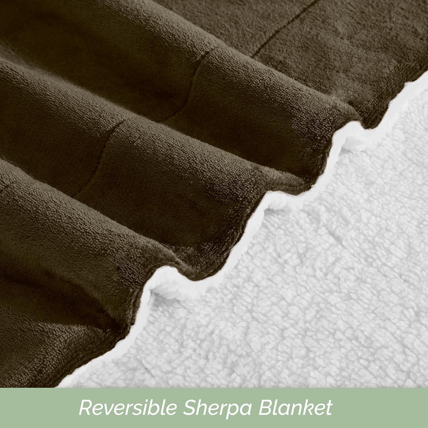 Elegant Comfort Soft, Reversible Sherpa Blanket, Flannel Fleece Throw for Couch and Bed, Warm and Plush Winter Blanket, King, Brown
