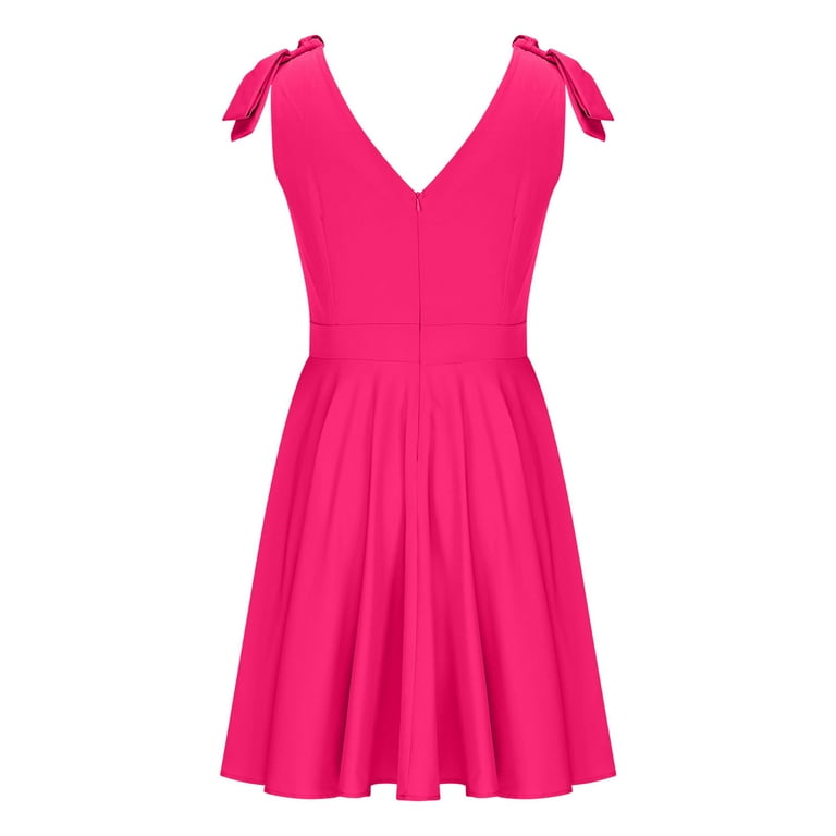 Efsteb Womens Knee Length Dresses Tie Straps V Neck Sleeveless A