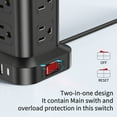 thumbnail image 3 of Power Strip Tower 12 Outlets with 4 USB Ports Surge Protector Electric Charging Station 6.5ft Cord, Black, 3 of 8