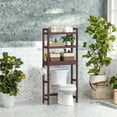 thumbnail image 6 of LEDREM Over The Toilet Storage Shelf, 3-Tier Bathroom Organizer Adjustable Saver Space Rack with Toilet Paper Holder,Brown, 6 of 7