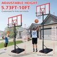 thumbnail image 2 of 10ft Adjustable Basketball Hoop Outdoor, Portable Basketball Hoop Goal System with 44 Inch Shatterproof Backboard and 2 Wheels for Kids Youth and Adults, Red, 2 of 7