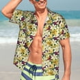 thumbnail image 4 of Uemuo Lilies Flowers Printed Regular Fit Short Sleeve Casual Hawaiian Shirt for Men,Aloha shirt,Tropical shirt,Floral print shirt,Vacation Beach shirt-X-Large, 4 of 9