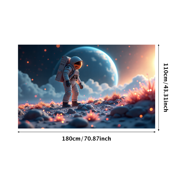 Astronaut Themed Backdrop Banner, Space Exploration Elements, Earth and Moon Imagery, Party Decorations, Photography Props, Science Fair Decor, Cosmic Themed Events, Space Birthday Party