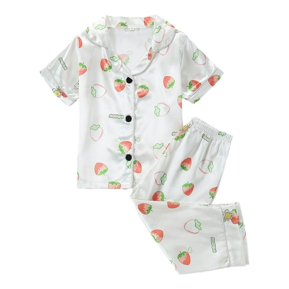 Bovxnpu Girls Sleepwear 2 Piece Loungewear Set Toddler Graphic Loungewear Short Sleeve Pants Kids Casual Home Outfit Set
