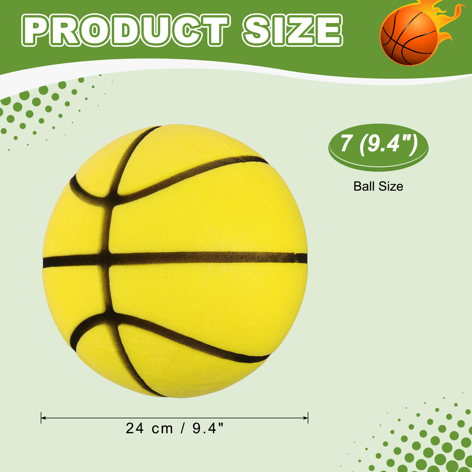 Uxcell Silent Basketball, Size 7 (9.4") Quiet Basketball High Density Foam No Noise 3D Sculpted Groove Bouncing Ball with Net Bag & Lemon Yellow - Fit for (Indoor Training/Dribbling Practice)