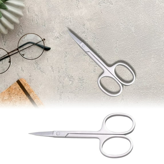 ZOURIH 3 Pcs Small Scissors,3.3in Beauty Scissors,for Personal Facial Hair Grooming,Curved and Round Design,for Trim Men/Women Eyebrows Trimming, Eyelashes,Nose Hair, Ear, Mustache,Scissor-Silver