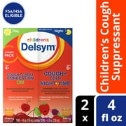 Delsym Children's Cough + Chest Congestion Day & Night Cold Liquid, Cherry & Berry, 8oz (2X4oz)