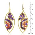 thumbnail image 2 of Motif Beads Marquise Amethyst Brass Dangle Earrings, 2 of 4