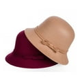 thumbnail image 6 of Happy Date Women Solid Color  Winter Hat Women Cloche Bucket Bowler with Bowknot, 6 of 6