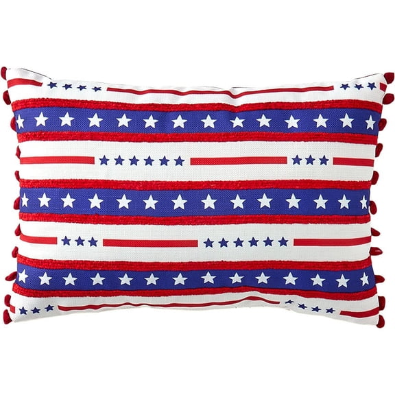 Americana Embroidered Accent Pillow - Stars & Stripes