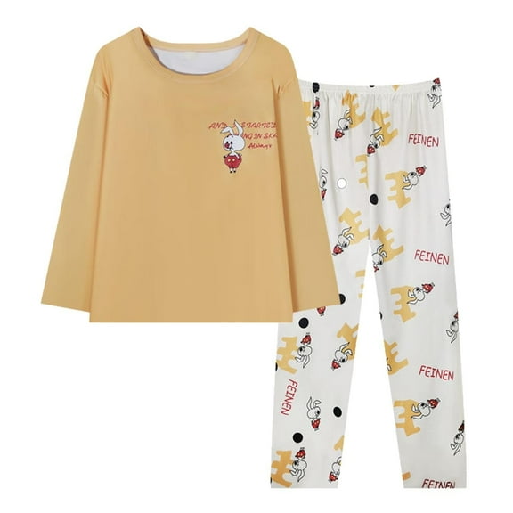 LIZUOJUN Women Pajama Sets Long Sleeve Pants Sleepwear 2 Piece Lounge Set Soft Comfortable Breathable Pjs Loungewear Round Neck Floral Print Pajama Casual Sleepwear - M