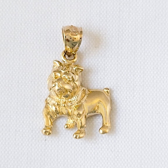 14K Yellow Gold Bulldog Pendant