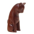 thumbnail image 3 of Tongina Wood Animal Statue Creative Gift Mini Sculpture for Office Indoor Home Decor cat, 3 of 8