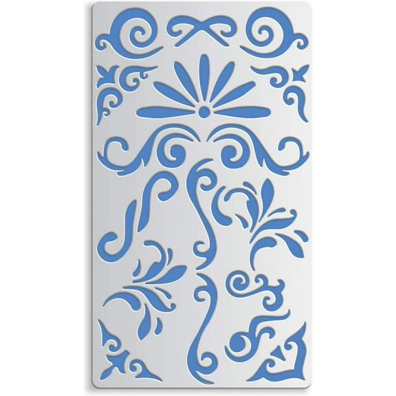 4x7 Inch Metal Journal Stencils Floral Vine Small Vintage Stencil Template for Wood carving Drawings and Woodburning Engraving and Scrapbooking Project