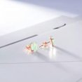 thumbnail image 5 of QQTDFG Environmental Brass Stud Earrings with Opal Aqua Gold Silver 8x6mm&nbsp; P548-Rose Gold, 5 of 6