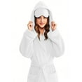 thumbnail image 4 of purcolt Womens Long Hooded Fleece Robes with Plush Eye Mask Soft Flannel Spa Bathrobes Winter Warm Pajamas Shower Nightgown House Coat with Pockets, 4 of 9