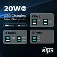 thumbnail image 6 of KMC Surge Twist Cord Reel Surge Protector Power Strip, 5-Outlets, USB-C PD, Flat Plug, 8 ft Extension Cord, Black, 6 of 10