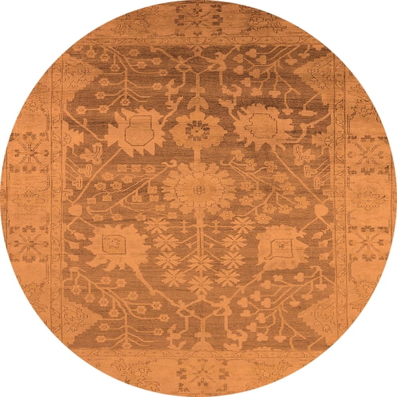 Ahgly Company Indoor Round Oriental Orange Industrial Area Rugs, 4' Round