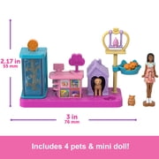 Barbie Mini BarbieLand Collectible Pet Boutique Playset with 1.5-inch Barbie Doll, Interactive Play Areas for Storytelling Fun