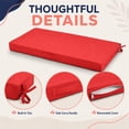 thumbnail image 3 of Millsilo 45" x 18" x 3" Outdoor Bench Cushion with Removable Cover, Water-Repellent UV Fade-Resistant Patio Cushion, High-Density Foam, Non-Slip Ties, Red, 3 of 10