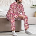 thumbnail image 7 of Fuzoiu Sweet Print Men's Long-Sleeved Pajama,Lounge Button Down Nightwear,Mens Notch Collar Pajama Set -Small, 7 of 7