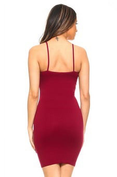 K-Cliffs Womens One Size Solid Seamless Long Strapless Cami Top or Dress, Burgundy, 95% Polyester 5% Spandex