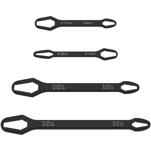 TMWEFUSC 4Pcs Multifunctional Wrench Set Double-head Torx Wrench 5/16inch-7/8inch and 1/8inch-11/16inch Self-tightening Spanner Hand Tools Heavy Duty Metal Ratchet Wrench for Car Bicycle Repair