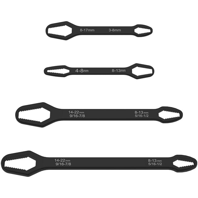 Juego de llaves multifuncionales de 4 piezas Llave Torx de doble cabeza 5/16 pulgadas-7/8 pulgadas y 1/8 pulgadas-11/16 pulgadas Llave de autoapriete Herramientas de mano Llave de trinquete de metal r