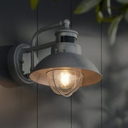 John Timberland Oberlin Rustic Industrial Farmhouse Outdoor Barn Light Fixture Galvanized Dusk to Dawn Motion Sensor 9 Clear Seedy Glass for Exterior