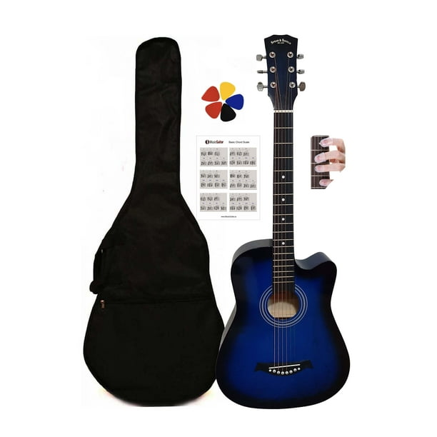 Guitare acoustique 38 pouces pour débutants, enfants, adultes de petite  main Bleu SPS336 avec emballage 