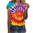 thumbnail image 2 of VBTAPA Womens Short Sleeve T-shirts Tie Dye Graphic Tees Summer Casual Workout Round Neck Tee Tops Lightning Sales Multicolor XXL, 2 of 5
