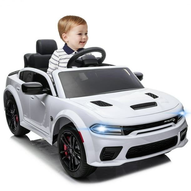 uhomepro White 12 V Dodge Charger SRT Hellcat Battery Powered Ride on